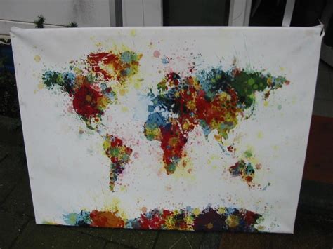 Weltkarte Kunstdruck aus Kunststoff mit Alu Rahmen Abstrakt in ...