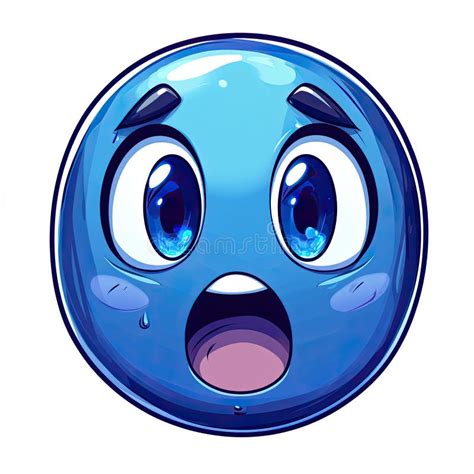 Surprised Blue Emoji Face with Big Eyes and Shocked Expression Stock ...