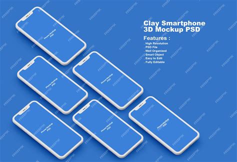Premium PSD | Smartphone screen mockup 3d clay render