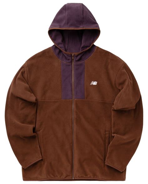 New Balance Polar Fleece Hooded Jacket Brown Mens Fleece Jacket New Balance