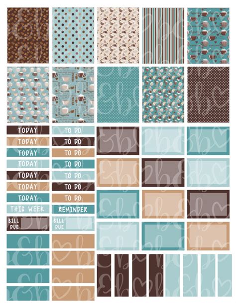 Buy Coffee Date Printable Planner Stickers Weekly Kit Downloadable ...