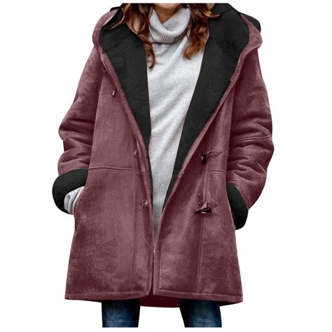 KIHOUT Plus Size Winter Coats for Women Winter Warm Fleece Lined Solid ...