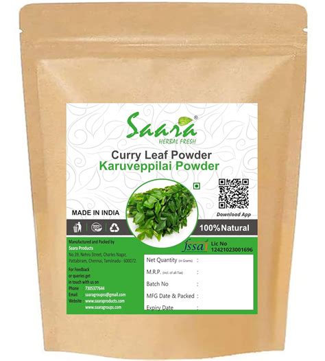 Saara HERBAL FRESH Curry Leaf Powder,70g, Karuveppilai Powder, Kadi ...