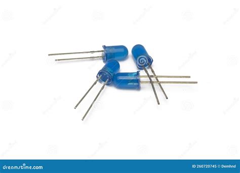 Close-up View of Four Blue LED (Light Emitting Diode) Components Used As Indicators of an ...