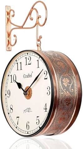Buy CRAFTEL Metal Analog Double Sided Vintage Station Wall Clock with ...