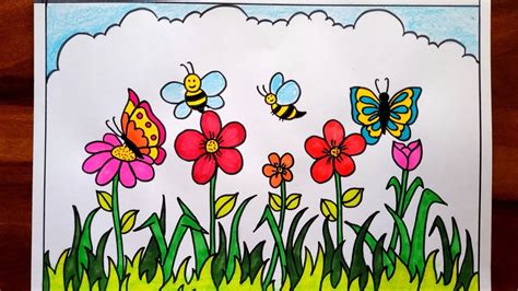 Spring Season Pictures For Kids Drawing