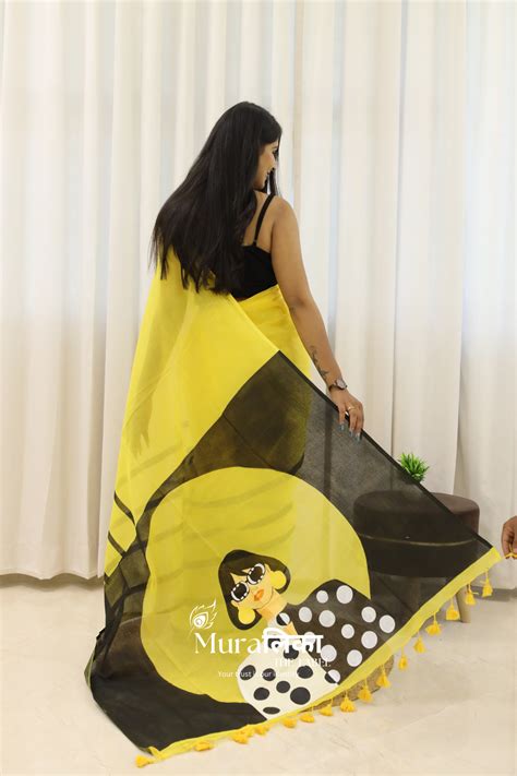 Desi Girl Hand painted Mulmul Cotton Saree – Muralika the label