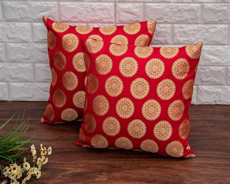 Buy Royal DecoFurnishing Mandala Circles Brocade Silk Cushion Covers ...