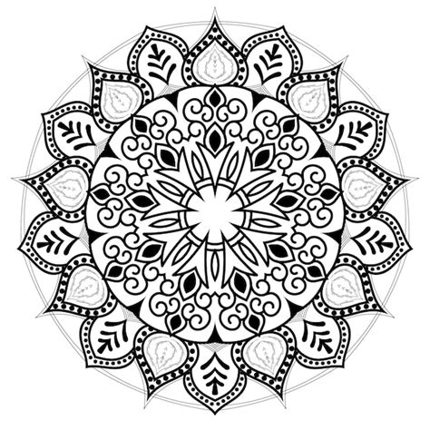 Ornement de luxe abstrait Ramadan mandala motif fleur Simple Art Black ...