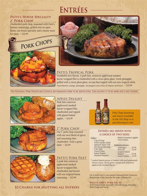 Menu - Grand Rivers KY's Patti's 1880's Settlement | Sirved