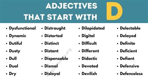 Adjectives that Start with D: Top 110+ Comm Adjectives Starting with D ...