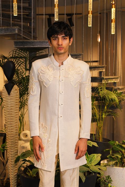 White crochet embroidered Ind-western – Ankur j