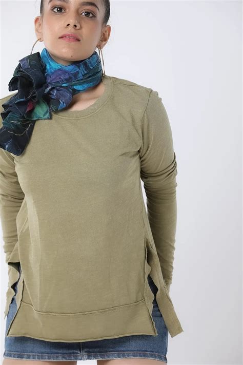 Women's Garment Dyed Long Sleeve Cotton Top by Purple Potato ...