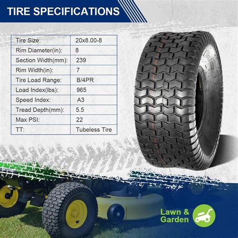 Snapklik.com : MaxAuto 20x8.00-8 Lawn Mower Tires 20x8x8 Lawn Tractor ...