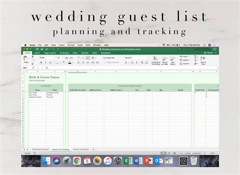 Wedding Guest List Excel Template