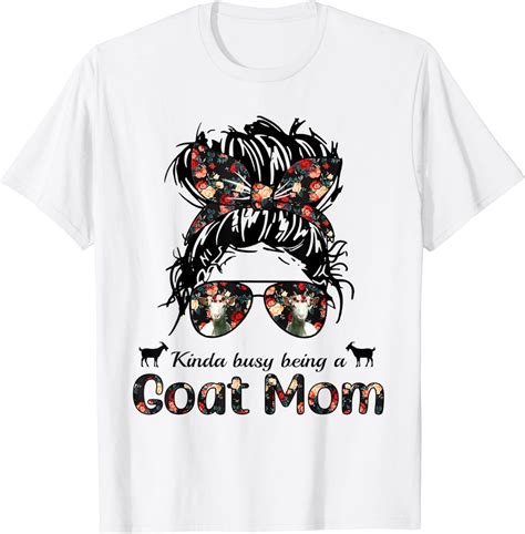 Buy Kinda busy being a goat mom messy hair in bun bandana T-Shirt ...