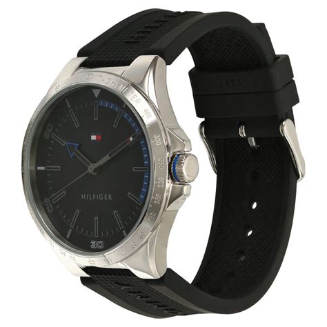 Buy Online Tommy Hilfiger Quartz Analog Black Dial Silicone Strap Watch ...