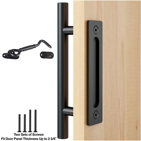 Buy Orgerphy 12 Inch Black Barn Door Handle with Door Latch Set| Black ...