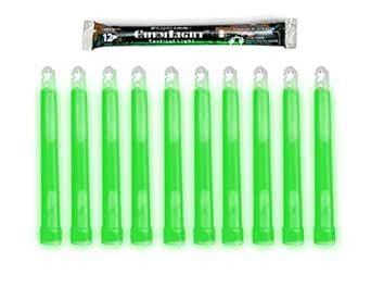 Cyalume ChemLight Military Grade Chemical Light Sticks, Green, 6 Long ...