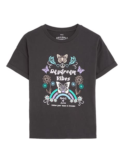 Buy Pure Cotton Butterfly Glitter T-Shirt at Marks & Spencer