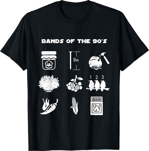 Funny Retro Popular Music Bands of the 90s Rock Pop Culture T-Shirt ...