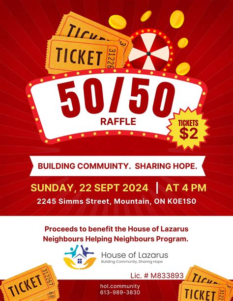 50/50 Raffle Tickets For Sale - House of Lazarus
