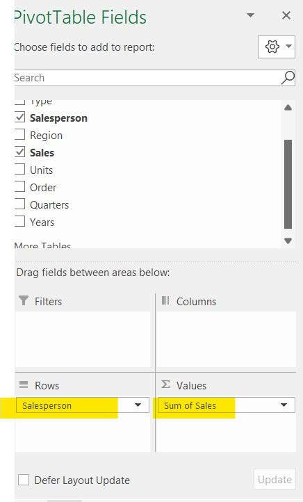 Image result for PivotTable Setup