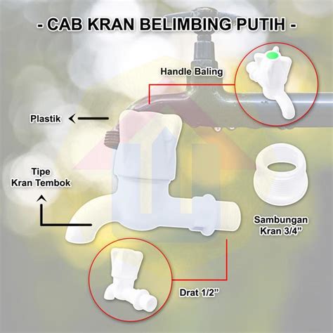 Jual CAB KRAN BELIMBING PUTIH 1/2-3/4 INCH - KRAN TEMBOK PLASTIK - Kota ...