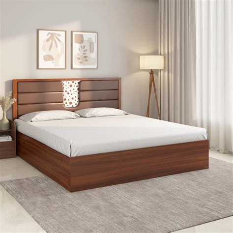 Noir Max Bed with Box Storage (Walnut) | Nilkamal Homes