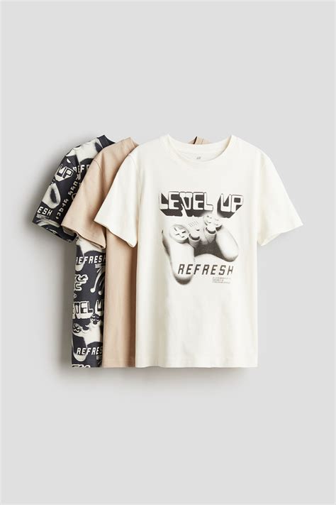 3-pack cotton T-shirts - White/Game controllers - Kids | H&M IN