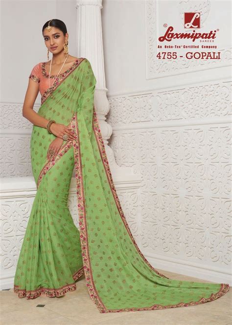 Laxmipati Babli 4755 Green Chiffon Saree – SANSKAR