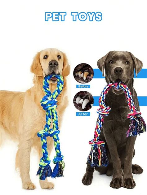 Rope Knotted Dog Chew Toys, Tug Of War Toys Suitable For Large Dogs ...