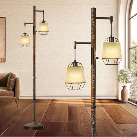 Amazon.com: Dimmable Floor Lamp with 2 LED Bulbs - Farmhouse Industrial ...