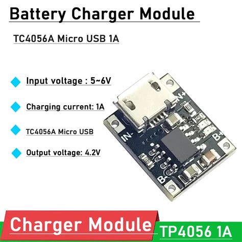 TC4056 1A 5V-6V 4.2V Lithium Battery Charging Module with Current Prot
