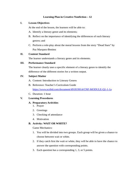 Image result for Learning Focus Lesson Plan Format PDF