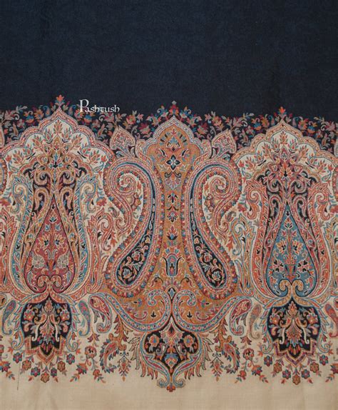 Pashtush Womens Faux Pashmina Shawl, Ethnic Weave Design, Black And Be ...
