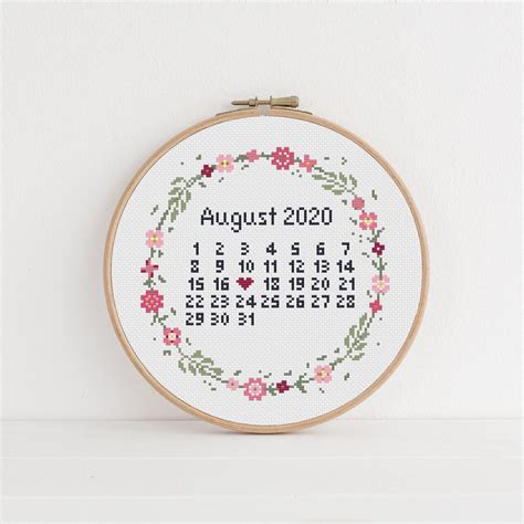 Custom Cross Stitch Calendar Pattern Personalised Wedding Date 2nd ...