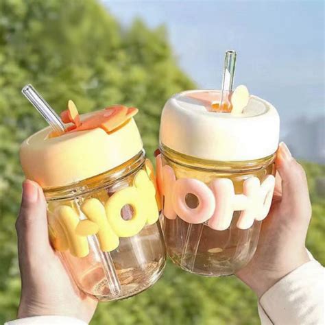 OHO Glass Drinking Cup with Protective Sleeve – Portable Transparent T ...