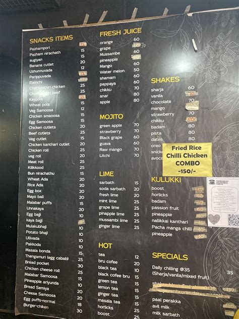 Menu at Chai N Chat, Kochi, Centreal Bazaar