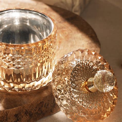 Shop Gold Diamond Textured Glass Jar - Small - at Best Price Online in ...