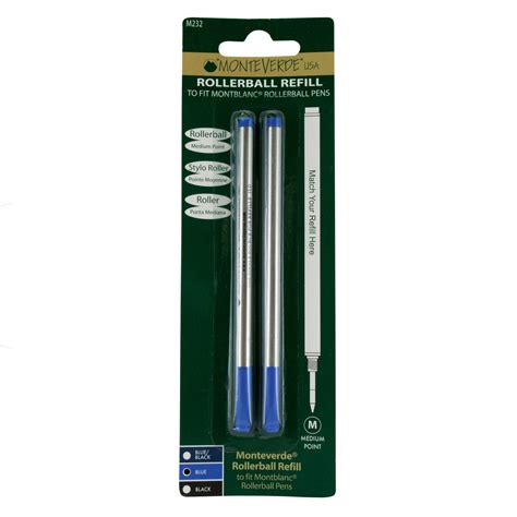 Monteverde Roller Ball Pen Refill for Montblanc - Medium - Blue - Pack ...
