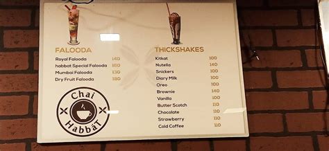 Menu at Chai Habbat, Chennai, W63H+MGH