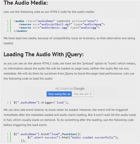 Image result for Audio HTML Code