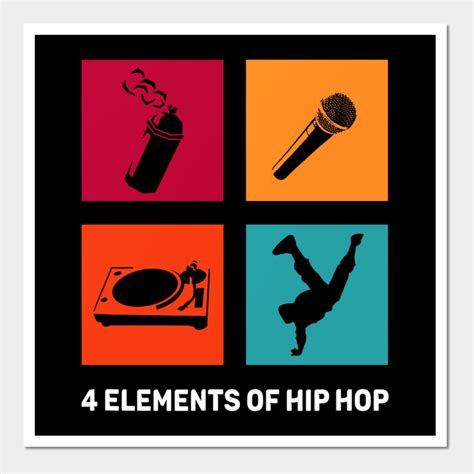 4 Elements Of Hip Hop Emcee Dj Bboy Graffiti Vintage Wall And Art Print ...