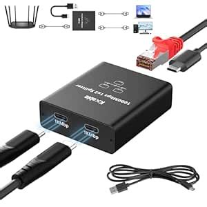 Ethernet Splitter 1 to 2 Outputs (Dual USB-C Port) Upgrade Design RJ45 ...