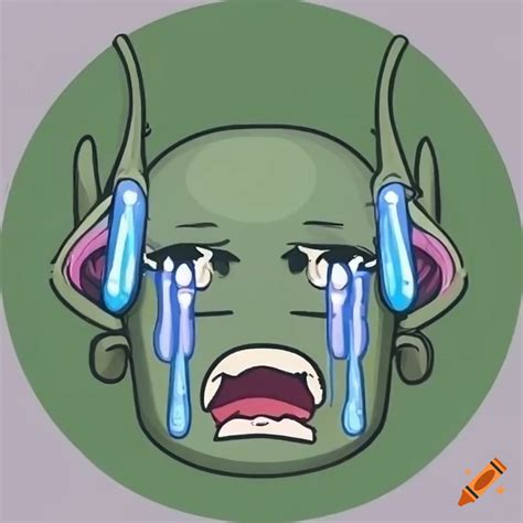 Cute but sad goblin crying twitch emote cartoon style on Craiyon