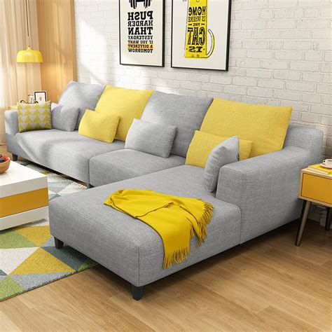 FURNY Mintoo 6 Seater Fabric RHS L Shape Sofa Set (Light Grey) : Amazon ...