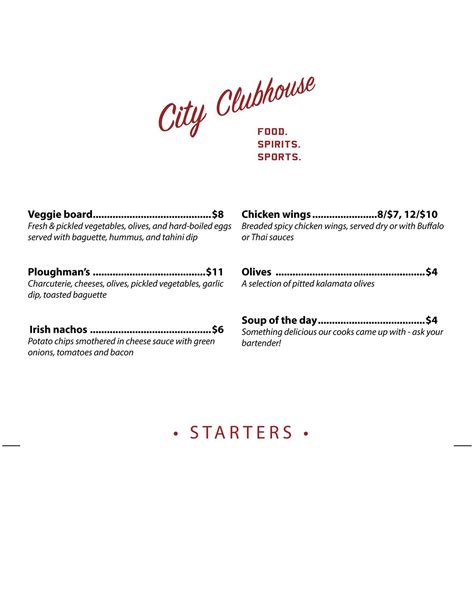 Menu at Detroit City Fieldhouse pub & bar, Detroit