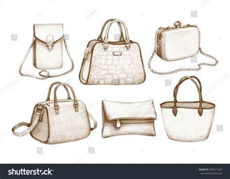 Pencil Drawings Handbags Stock Illustration 205611493 - Shutterstock
