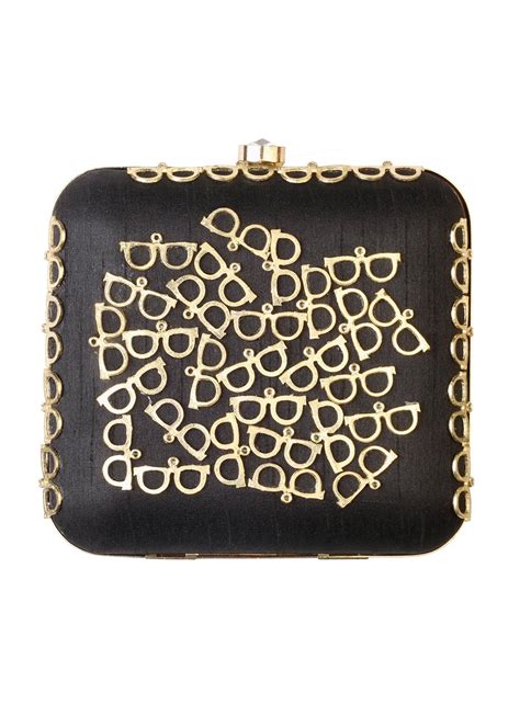 Get Specs Embellished Black Box Clutch at ₹ 1850 | LBB Shop